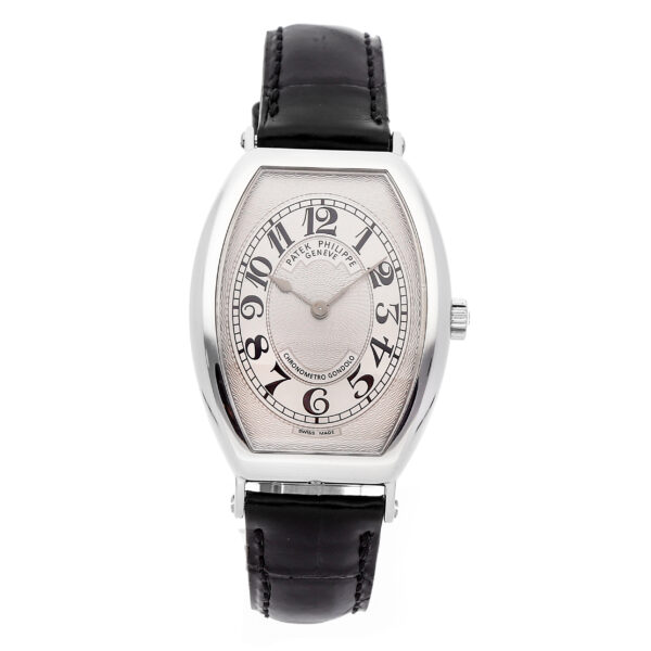 Dress Men Platinum Patek Philippe Gondolo 5098P-001 Dial Silver Mechanical