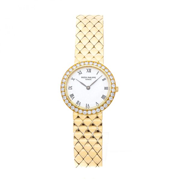 Yellow Gold Ladies Replica Patek Philippe Calatrava 4820/1j Dial White