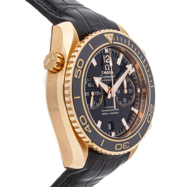 Rose Gold Fake Omega Seamaster Planet Ocean Chronograph 232.63.46.51.01.001 Dial Black